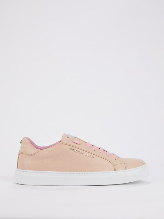 Pink Low Top Leather Sneakers