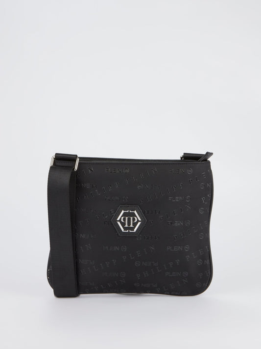 Black Monogram Patched Crossbody Bag