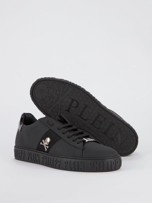 Black Logo Skull Sneakers