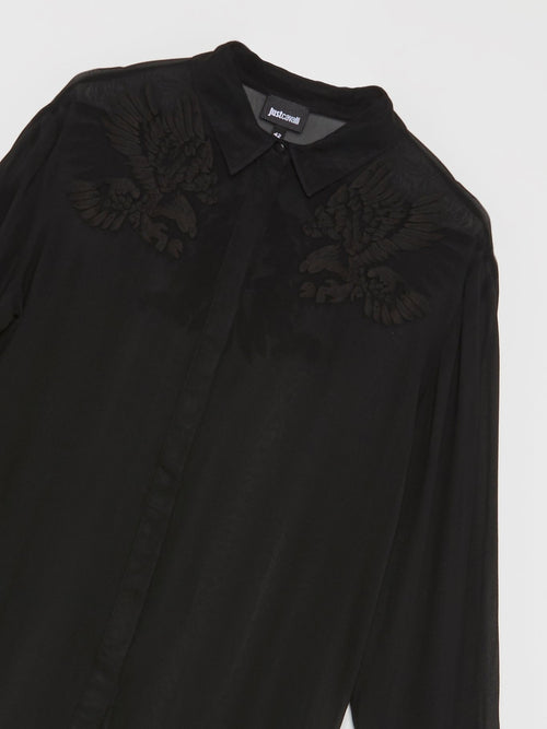 Черная блузка с принтом в виде орла