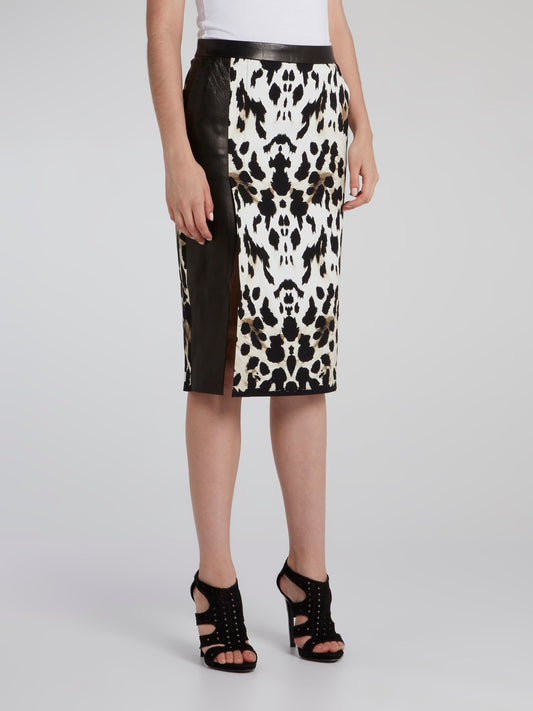 Leopard Print  Slit Pencil Skirt