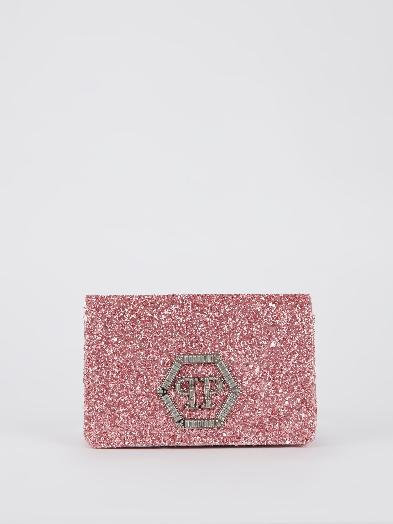 Розовая блестящая поясная сумка с монограммой