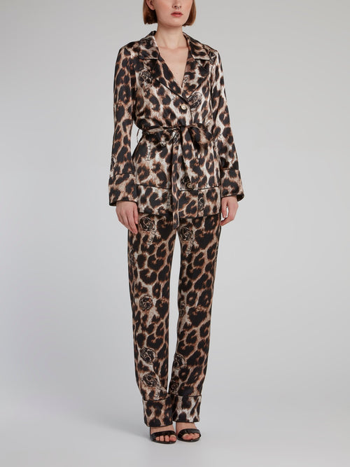 Шелковый костюм с леопардовым принтом