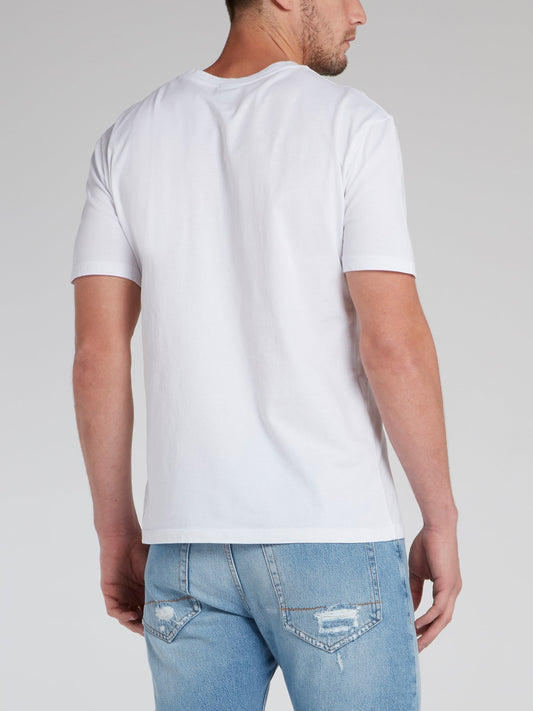 White Distorted Logo Cotton T-Shirt