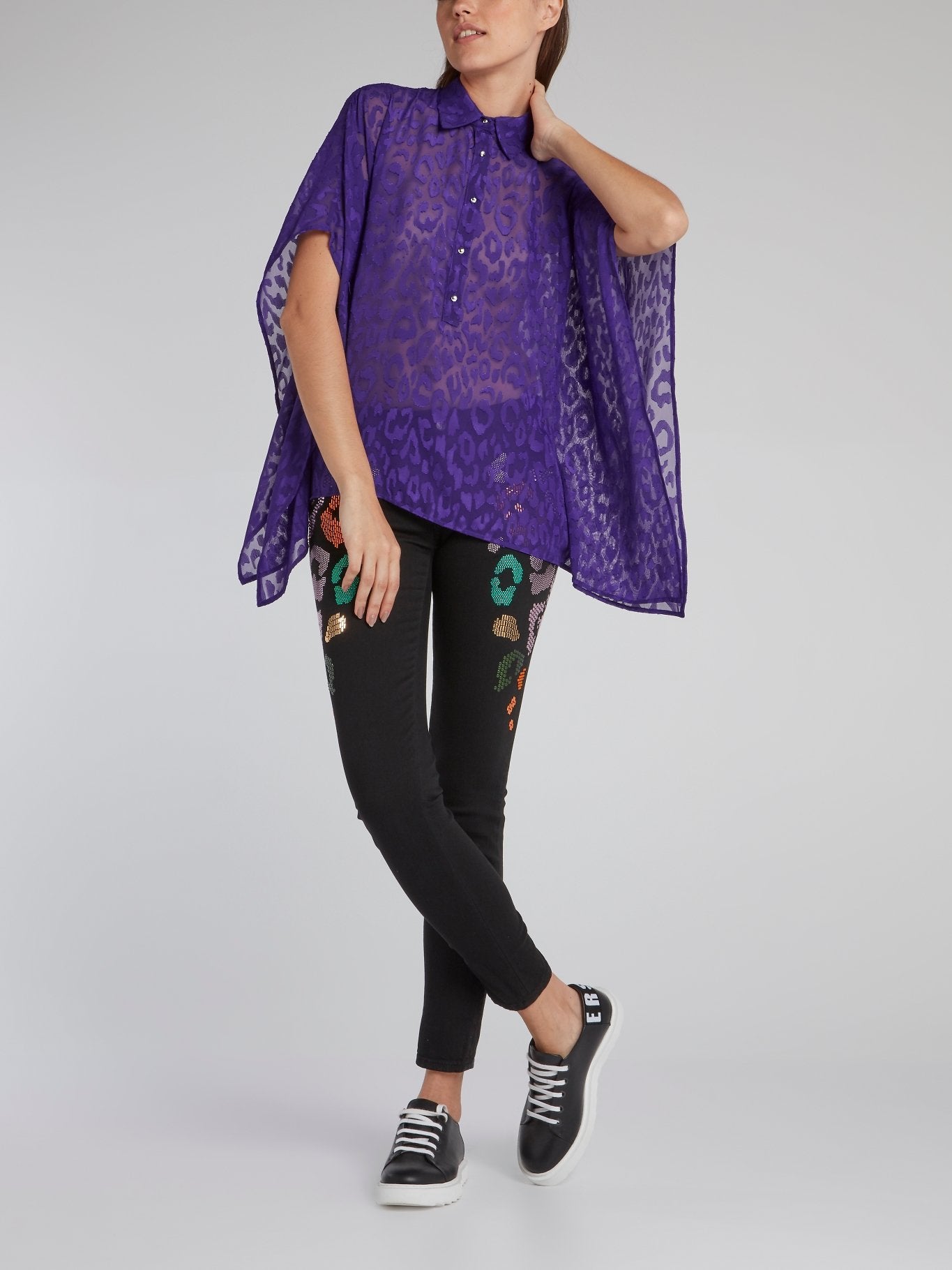 Purple Leopard Mesh Shirt