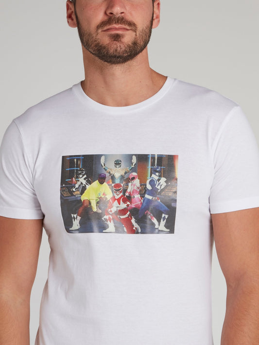 Power Rangers White Crewneck T-Shirt