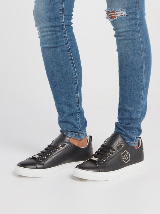 Black Monogram Low Top Sneakers