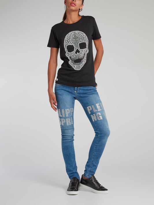 Black Multi-Stud Skull T-Shirt