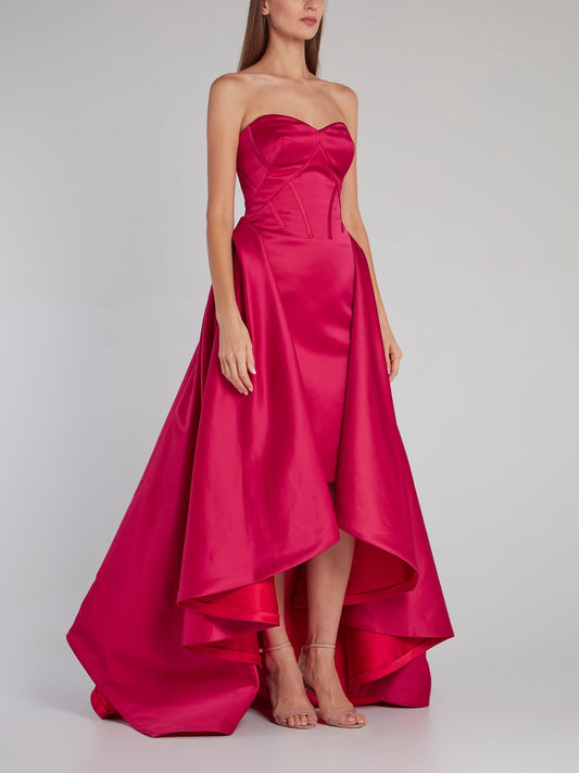 Fuchsia Sweetheart Neckline High-Low Dress