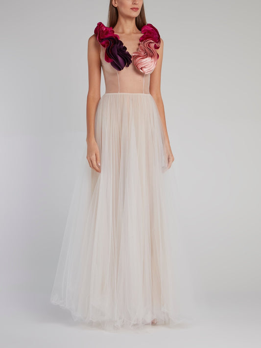 Signature Floral Detail Tulle Gown