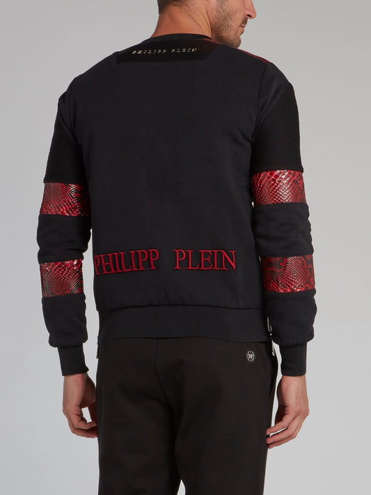 Black Python Panel Side Zip Sweatshirt