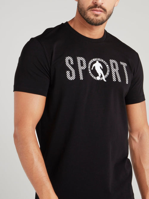 Черная футболка с рисунком Sport