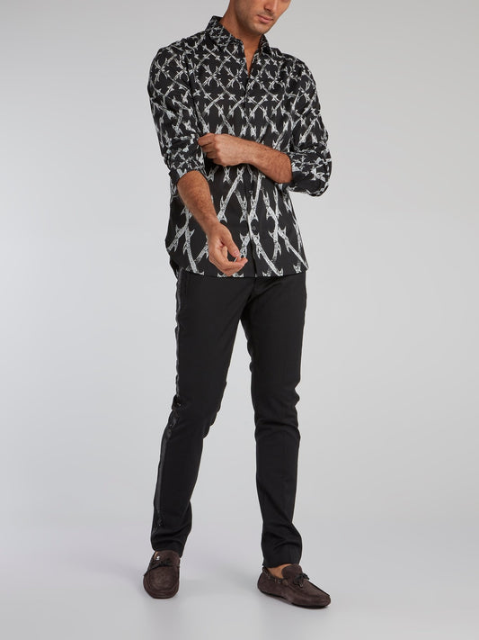 Black Pattern Print Shirt