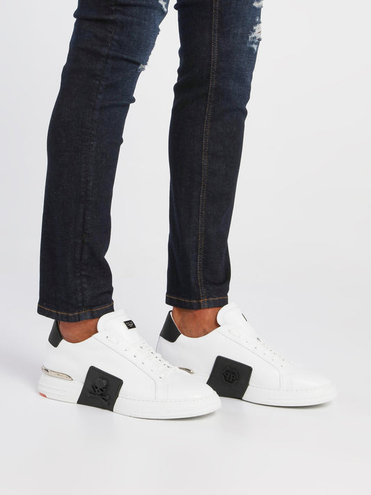 White Contrast Low Top Sneakers