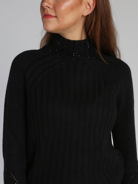 Black Studded Turtleneck Sweater