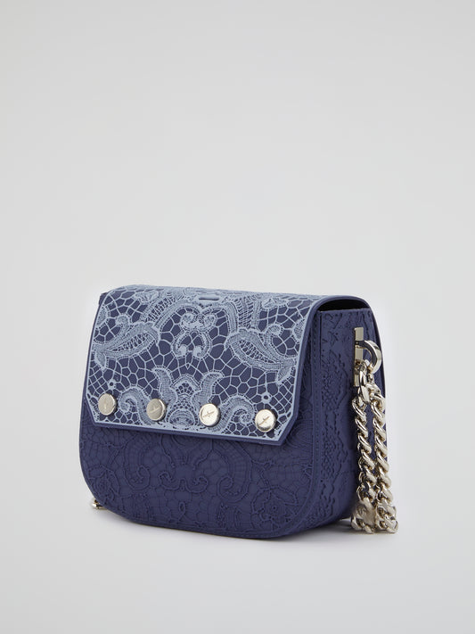 Blue Mini Dafne Lace Shoulder Bag