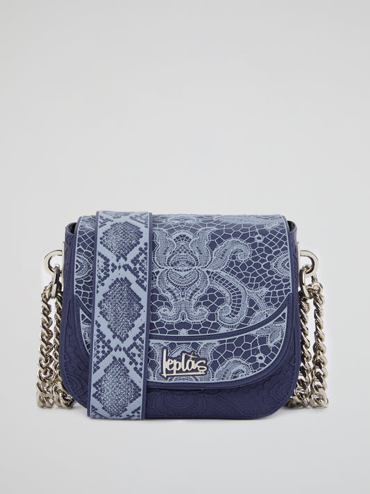 Blue Mini Dafne Lace Shoulder Bag
