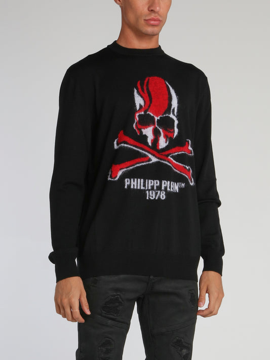 Black Skull Crewneck Pullover