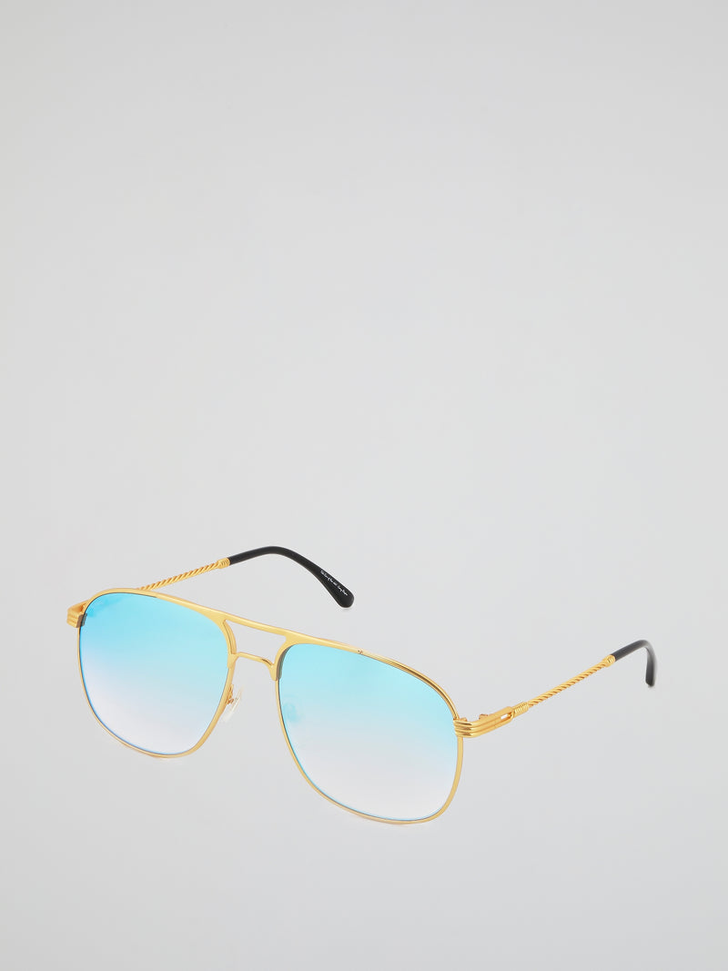 Blue Snatch Matte Aviator Sunglasses