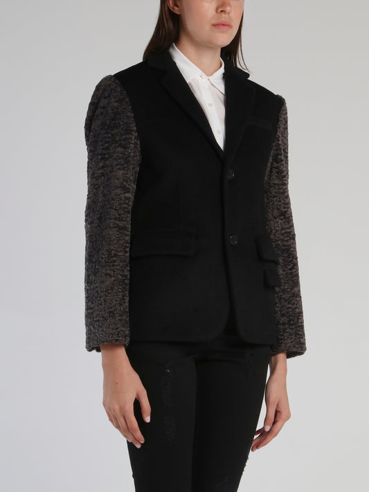 Black Fur Sleeve Jacket