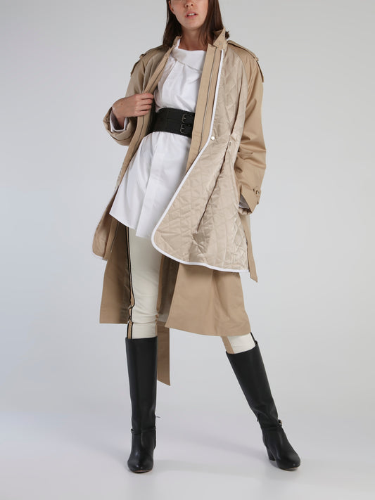 Beige Quilting Layer Trench Coat