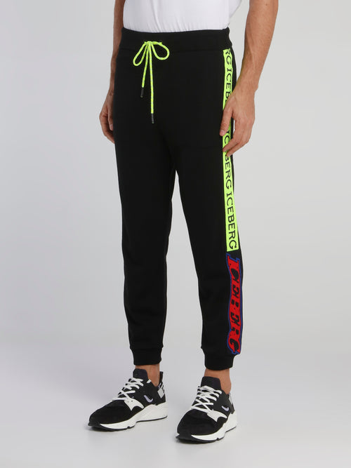 Black Side Logo Drawstring Knitted Trousers