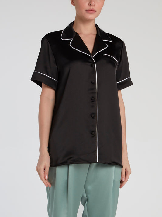 Black Short Sleeve Pajama Shirt