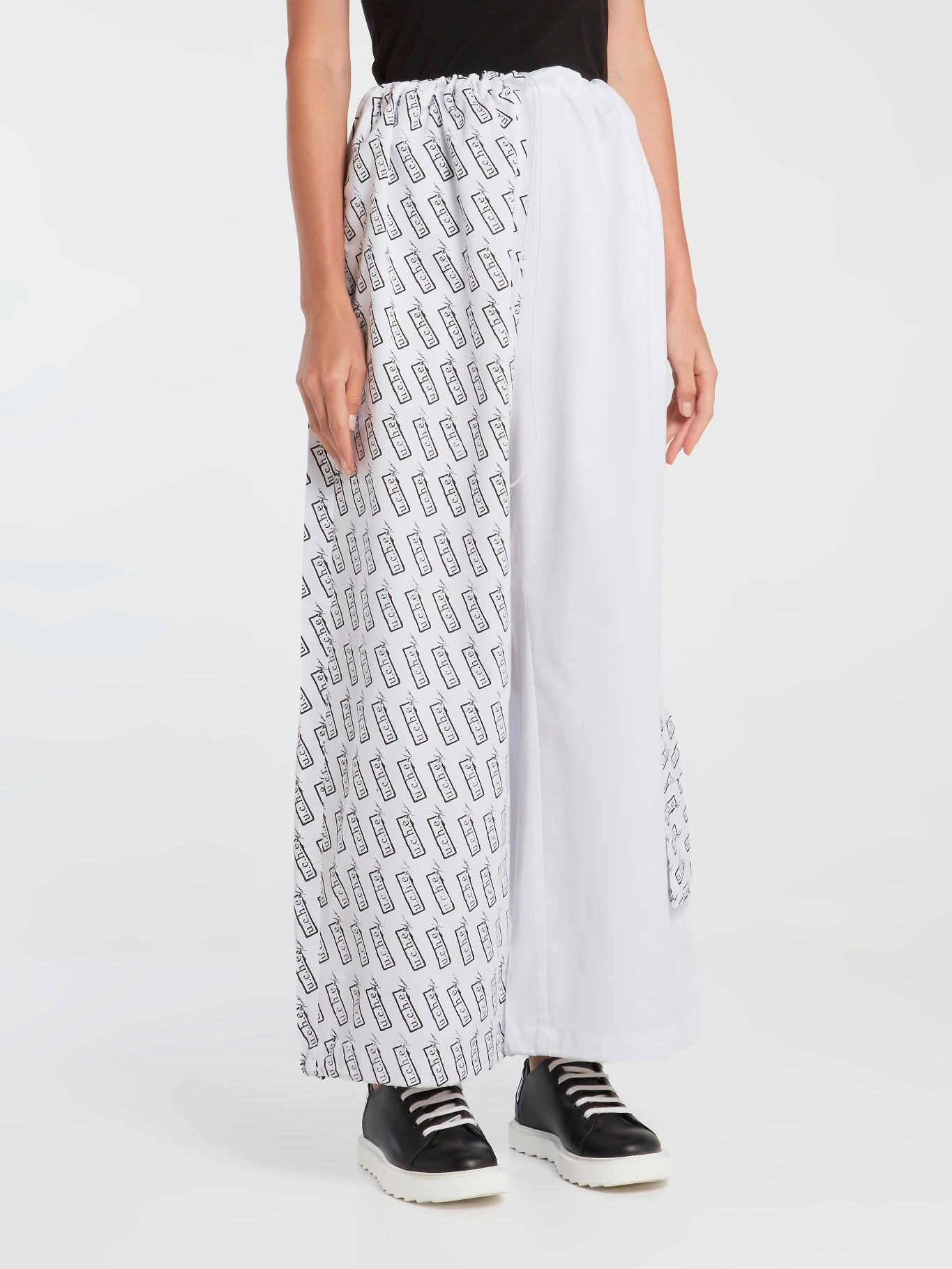 Monogram Print Panel Oversized Pants