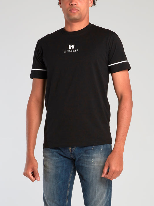 Black Contrast Print T-Shirt