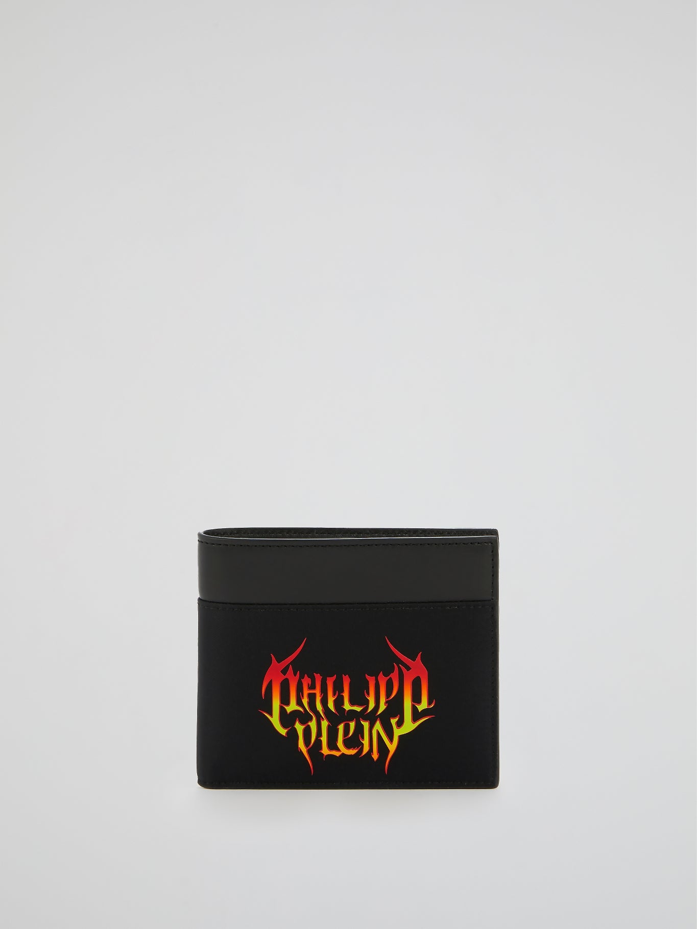 Black Logo Print Leather Pocket Wallet