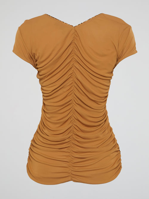 Brown Ruched Top