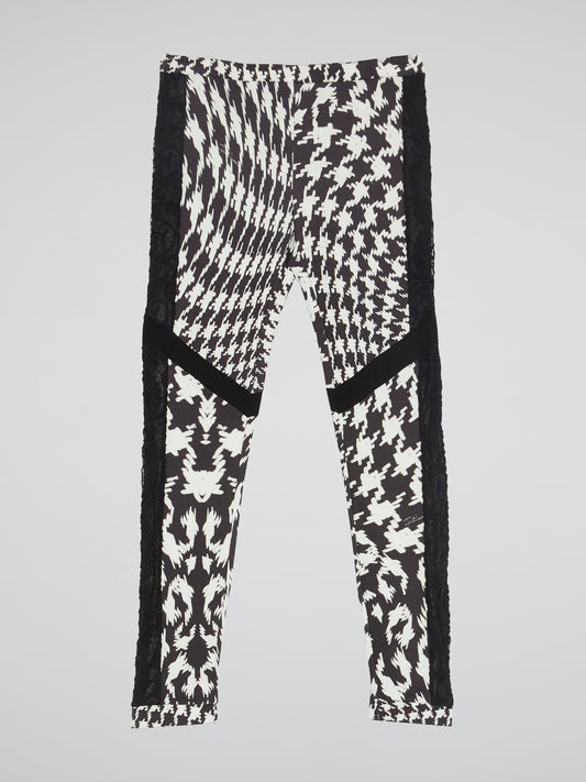 Pattern Print Side Lace Leggings