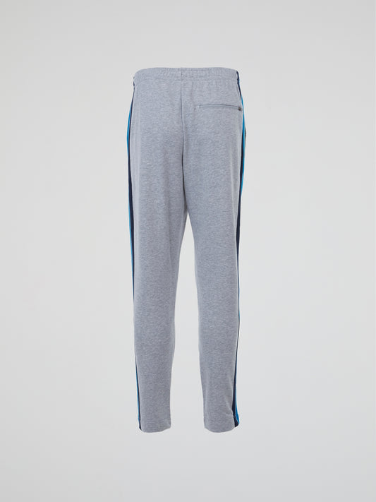 Grey Side Contrast Tape Track Trousers