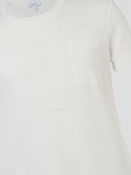 White Pocket Detail Cotton T-Shirt