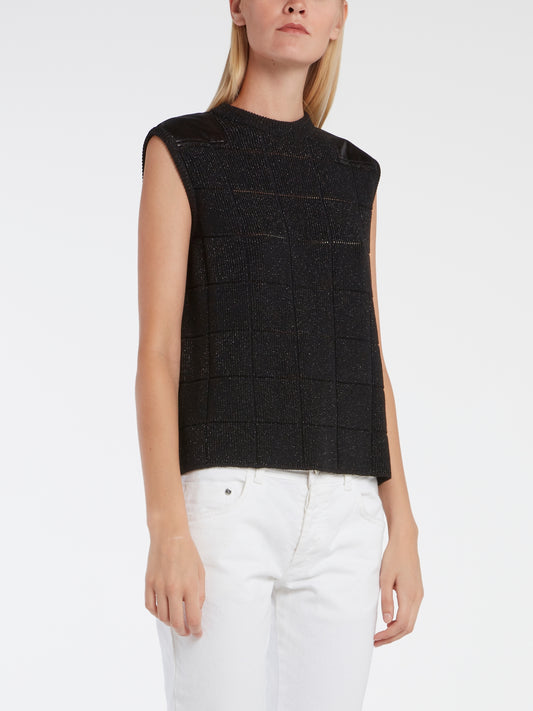 Black Glittered Knitted Top