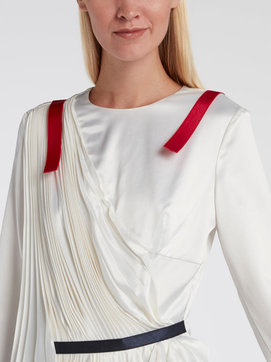 White Sculptural Pleated Top