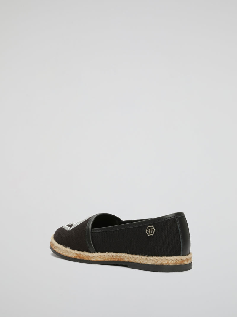 Black Monogram Espadrilles (Kids)