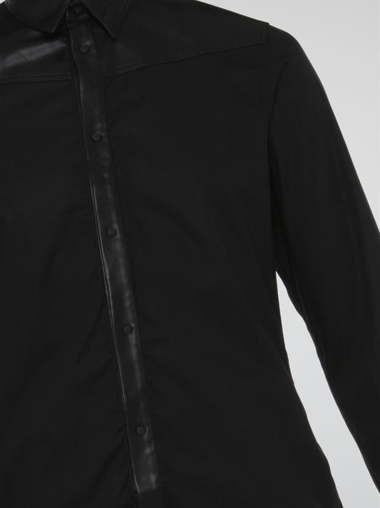 Black Leather Panel Shirt