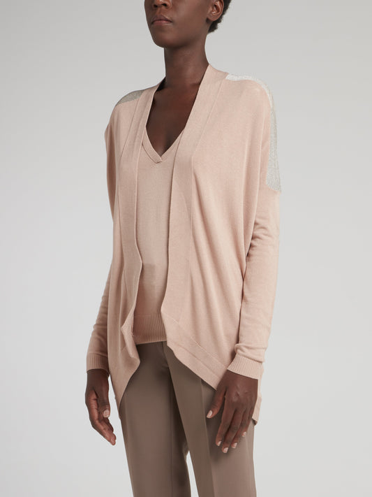 Beige Knitted Silver Panel Top